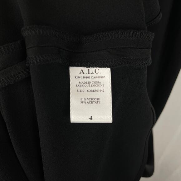 ALC Slip Dress Annex Satin-Crepe Midi Black Adjustable Strap $355 MSRP Size 4 - Picture 9 of 9
